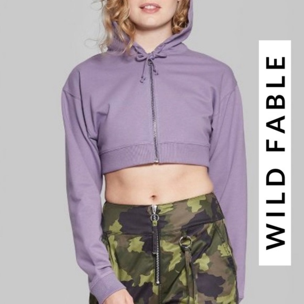 Wild Fable Purple crop zip up hoodie